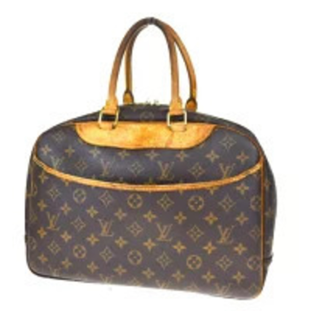 Louis Vuitton Deauville Top Handle Bag Monogram Leather Brown